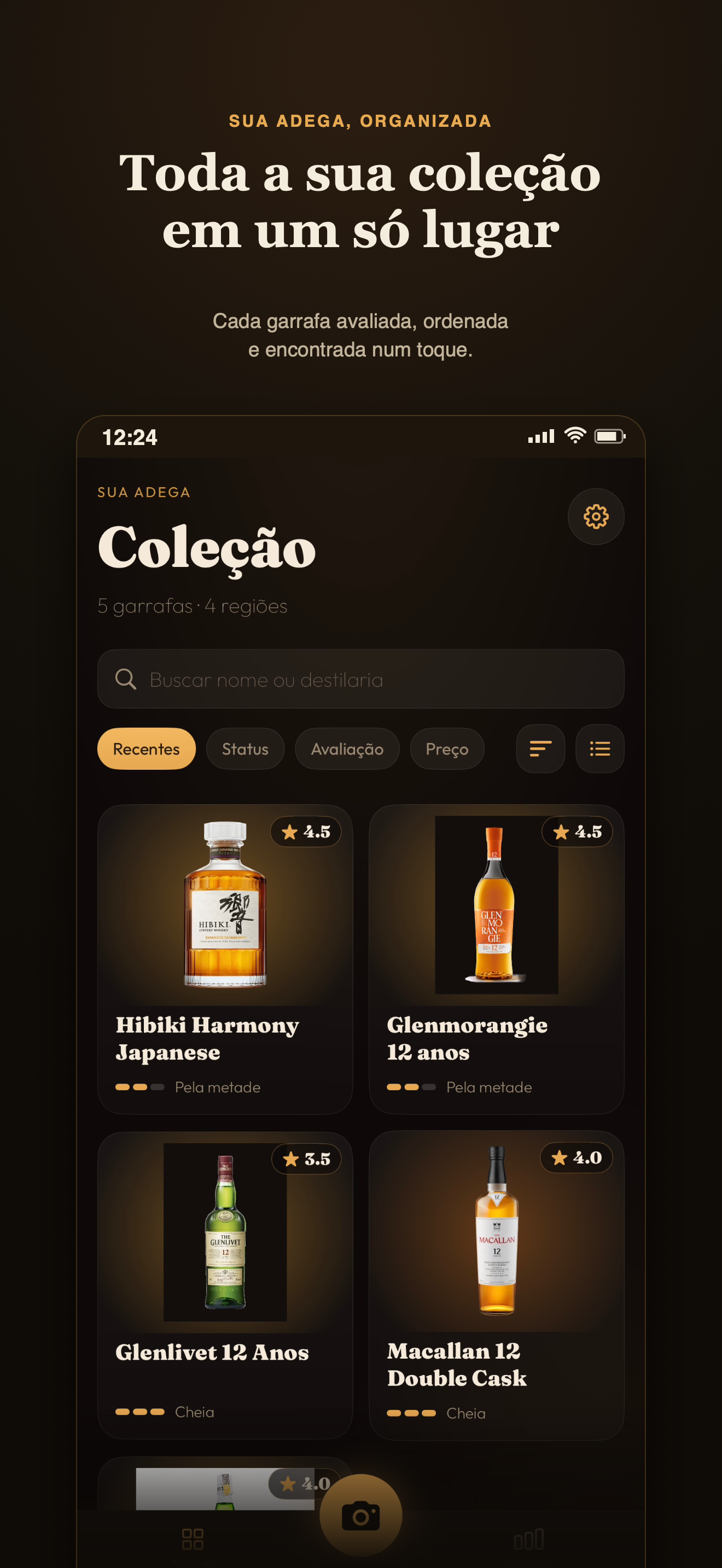 Tela de coleção do My Whiskies